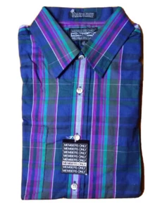 vintage members only plaid dress shirt mens size large tall deadstock NWT 80s - Picture 1 of 5