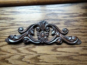 SALVAGED DECORATIVE FURNITURE WOOD CARVING, SOLID WOOD, 16" × 1/2" × 5-1/4" - Picture 1 of 12