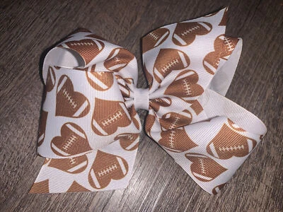 JoJo Siwa Estilo Marrón Blanco Corazón Fútbol Viernes Pelo Lazo 5” #3 Foto 1 de 3