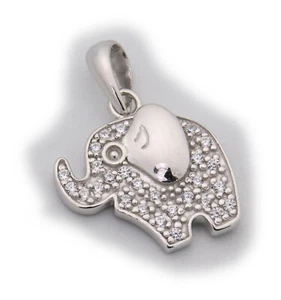 New Pendant Elephant Genuine Silver 925 Sterling Zirconia Rhodium-Plated Top - Picture 1 of 6