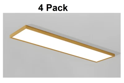 4 Pack  1" x 4Ft LED Flat Panel Flush Mount Light 120V Dimmable Golden New - Image 1 of 4