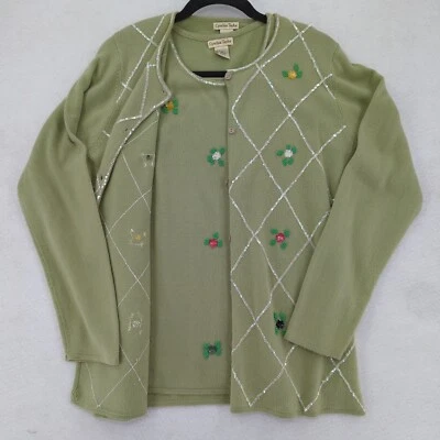 Conjunto de suéter y tanque adornado de 2 piezas para mujer CYNTHIA TAYLOR de colección de los años 90 talla L Foto 1 de 4
