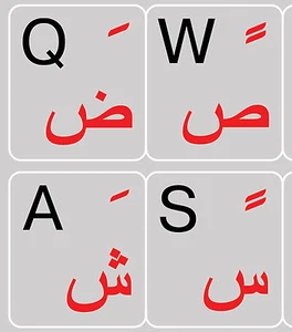 ARABIC-ENGLISH KEYBOARD STICKER LABEL NON TRANSPARENT GREY ALPHABET LETTERS - Picture 1 of 6
