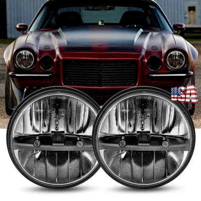 Пара 7-дюймовых круглых светодиодных фар для Chevrolet Camaro 1967-1981 El Camino 1971-1975 - Изображение 1 из 4