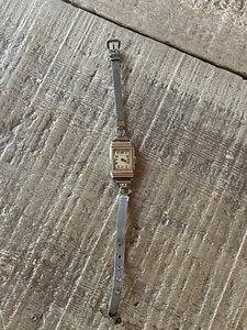 VINTAGE ART DECO LADIES ELGIN WRIST WATCH womens collector silver square - Picture 1 of 5