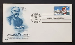 USA 1988 Samuel Langley, astronomy, physics, aviation, FDC - Picture 1 of 1