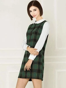 Allegra K Contrast Peter Pan Collar Long Sleeve Shift Plaid Dress XL Tartan. - Picture 1 of 7