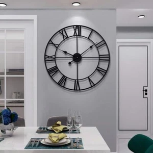 LEIKE Large Wall Clock, Silent, Non-Ticking Metal Wall Clock, Round Modern Wall - Picture 1 of 9