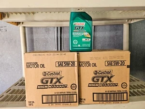 2 Cases (12 Quarts) of 5W-20 Castrol GTX High Mileage Synthetic Motor Car Oil - Picture 1 of 2