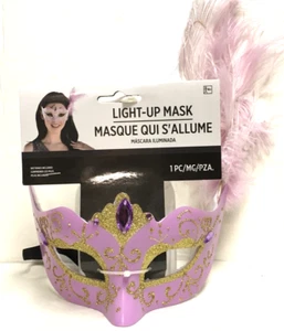 Light Up Mask Women Eye Mask Fashion Faux Purple Feather Masquedare Party Mask - Picture 1 of 3