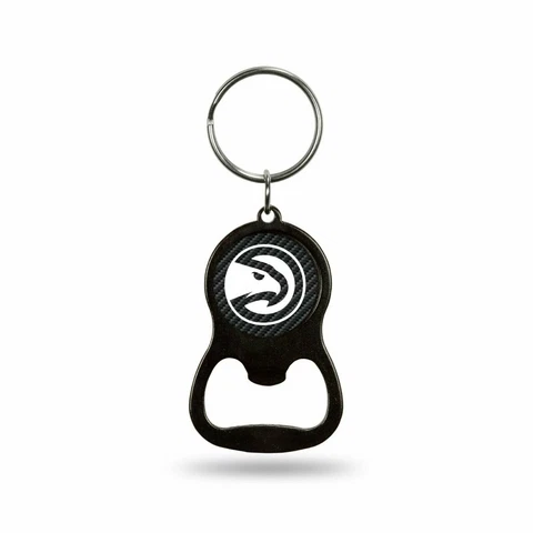 Atlanta Hawks Keychain Bottle Opener Carbon Fiber Design Metal Basketball Cover