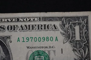 [SEPT 8, 1970] ONE DOLLAR FANCY BIRTHDAY NOTE  SN  A 19700980 A - Picture 1 of 4