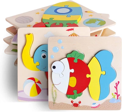 Wooden Puzzle Jigsaw Toy, 8 Pack Puzzle Toys for Toddlers 3-4 Years Old Boy and  - Image 1 of 4