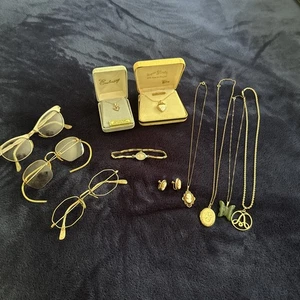 12k 14k GF gold filled Antique VTG jewelry Necklace Eyeglasses lot over 100 - Picture 1 of 19