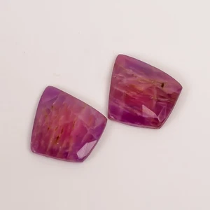 Par de piedras preciosas de zafiro rosa de 27 quilates 22x20x4 mm corte elegante translúcido facetado suelto - Imagen 1 de 5