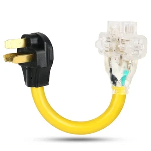 Oven Range Adapter, NEMA 10-50P to (3) 5-15R Household Tri-Outlets with Light... - Picture 1 of 7