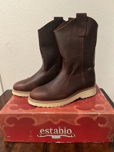 Stivali da lavoro uomo Establo #507 taglia 7 Mex taglia 26 Bull Fight vera pelle nuovi con scatola - Foto 1 di 22