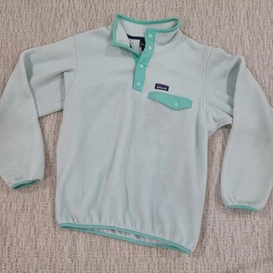PATAGONIA Girls XL 14 Synchilla Snap-T Fleece Pullover Teal Blue Mint Aqua Kids - Picture 1 of 11