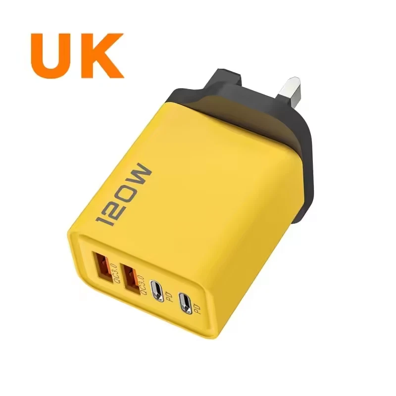 BRANDED 4-Port Phone Charger Plug UK Fast USB Quick Charge Type C PD 120W iPhone Samsung