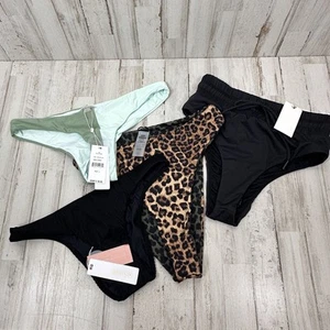 Bikini Bottom Lot 4 Pilyq Good American Leopard Black Green Beach Size Large NEW - Picture 1 of 13