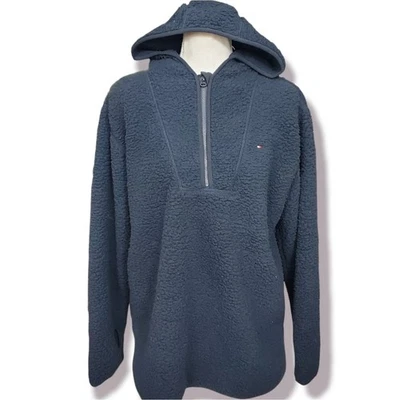 Tommy Hilfiger Pullover Medium Navy Faux Fur Sherpa Long Sleeve Hoodie - Image 1 of 4