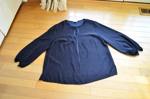 Lafayette 148 100% Silk Collarless Blouse in Black Size 2X Women - Picture 1 of 13