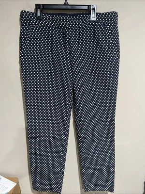 Tory Burch Embroidered Polka Dot Ankle Pant Navy Blue White Cropped Midrise 6 - Image 1 of 4