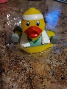 Rare Hard To Find Large Weight Lifting Rubber Duck - Picture 1 of 3