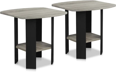 Furinno Simple Design End Table, 2-Pack, French Oak Grey/Black - Image 1 of 4