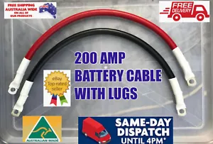 30CM BATTERY 1 AWG CABLE DC LEAD 200 AMP WITH 10 MM LUGS AUTO HEAVY DUTY CABLE - Picture 1 of 4