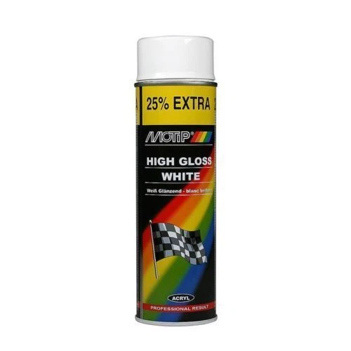 Motip High Gloss White Multi Surface Acrylic Spray Paint Aerosol 500ml - Image 1 of 1