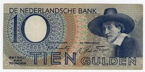 Netherlands  … P-59 … 10 Gulden … 1943 … Choice *VF-XF* 😉Prefix *1 AB* - Picture 1 of 2
