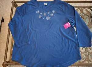 Just My Size Snowflake Blue Fleece Pullover Sweat Shirt Plus Size 3X Embellished - Picture 1 of 8