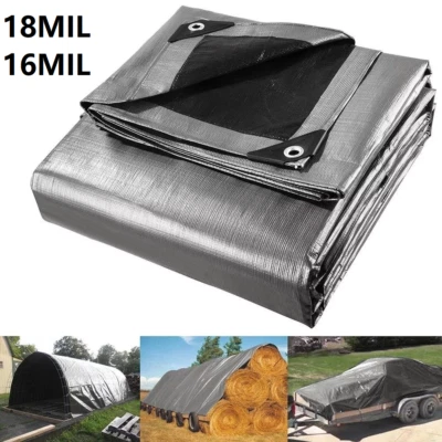 18 Mil 16 Mil True Finished Size Heavy Duty Poly Tarp Cover Waterproof Tarpaulin - Image 1 of 4