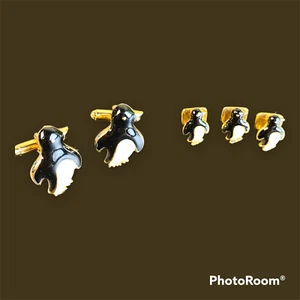 Pinguin Manschettenknöpfe und 3 Peguin Hemd Nieten Formalwear - Bild 1 von 6