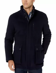 Cole Haan Men's Wool Cashmere car Coat Navy Blue Size XLarge~NWT - Picture 1 of 4