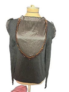 NUVULA Wear Your Imagination Gray Metallic Pullover Art to Wear Top Sz M - Picture 1 of 5