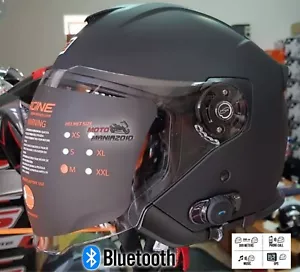 CASCO JET CON INTERFONO BLUETOOTH ORIGINE PALIO BT 2.0 NERO OPACO TG XL - Foto 1 di 7