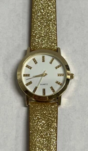 Goldtone Glitter Glam Strap Watch - Picture 1 of 6