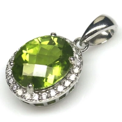 SHOLA Echt Natürlicher Grün Peridot Anhänger Sterlingsilber N420 - Bild 1 von 2