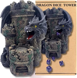 DnD Black Dragon Dice Tower D&D Castle Dice Roller Dungeons and Dragons Gift RPG - Picture 1 of 16