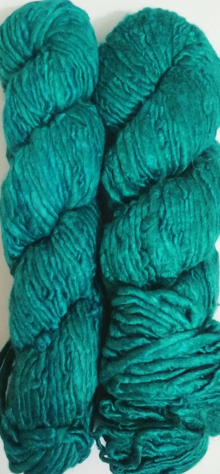 100 Grams Himalaya Recycled Teal Soft Sari Silk Yarn Knit Woven 1 Skein - Image 1 of 1