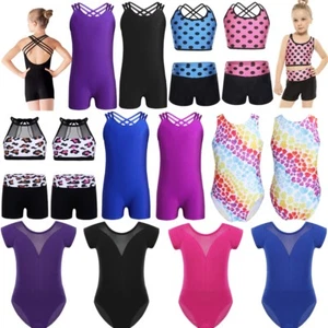 Girls Ballet Dance Clothes Gymnastics Jumpsuit Leotard Bodysuit Kids Dancewear - Picture 1 of 44