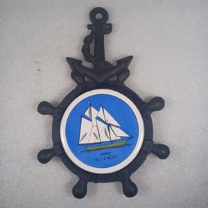 Vintage Bluenose Schooner Trivet Nautical Cast Iron Tile Anchor Ship Wheel - Picture 1 of 6