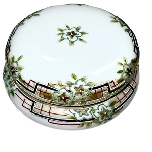 Hand Painted NIPPON MORIAGE TRINKET VANITY DISH Floral Geometric Pattern 4” - Picture 1 of 10