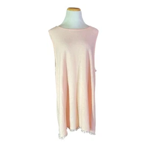 J. Jill Size XL Pink Sleeveless Knit Sweater Tunic Length Fringed Hem - Picture 1 of 9