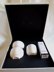CHANEL RARE Vintage Silver Tea Set La Solution 10 Skin Cream 2 Cups & Tea Caddy - Picture 1 of 14