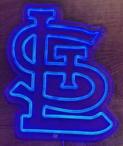 St. Louis Cardinals Blue LED Wall Sign Decor, 14.5" x 11.5", Open Box NEW - Picture 1 of 2