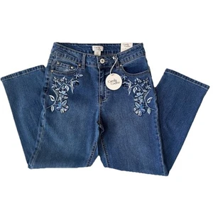 Camila Coelho Women’s Size 4 Straight Ankle Blue Jeans Embroidered Pockets NWT - Picture 1 of 8