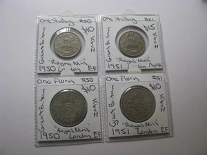 1950 1951 chelín florín conjunto de 4 monedas Gran Bretaña Inglaterra Londres Royal Mnt #juego - Imagen 1 de 17